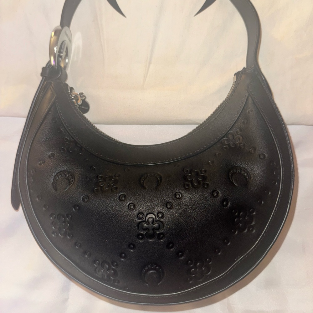 Elegant Marine Serre Black Embossed Women's Bag